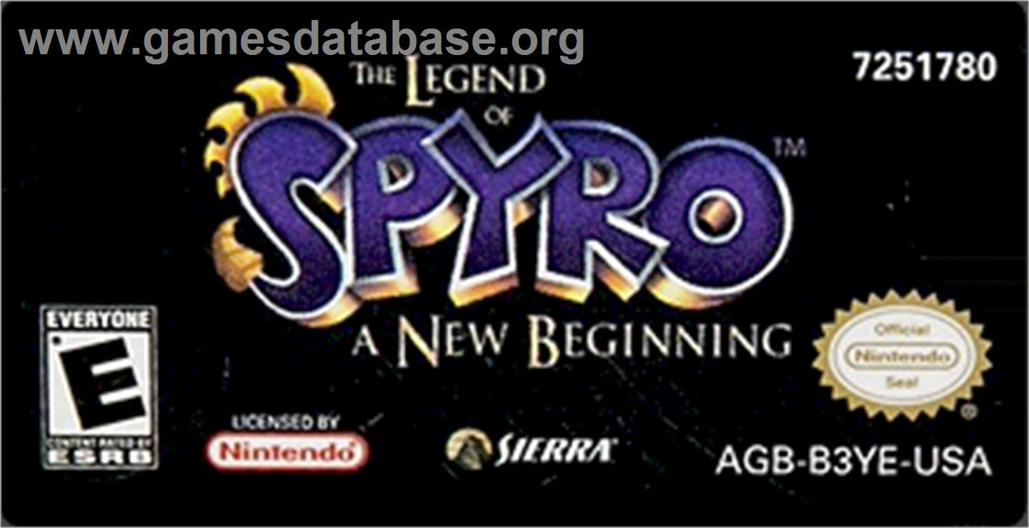 Legend of Spyro: A New Beginning - Nintendo Game Boy Advance - Artwork - Cartridge Top
