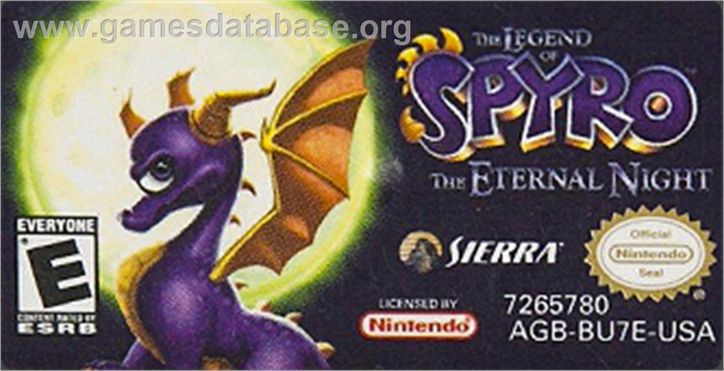 Legend of Spyro: The Eternal Night - Nintendo Game Boy Advance - Artwork - Cartridge Top