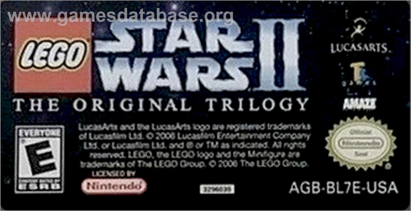 Lego Star Wars 2 - The Original Trilogy - Nintendo Game Boy Advance - Artwork - Cartridge Top