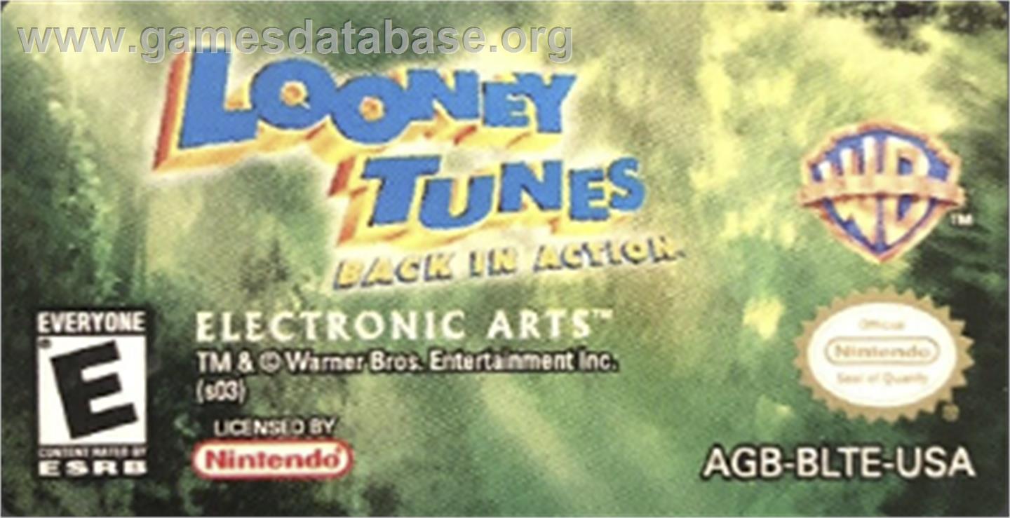 Looney Tunes Back in Action - Nintendo Game Boy Advance - Artwork - Cartridge Top