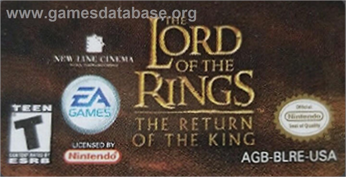 Lord of the Rings: The Return of the King - Nintendo Game Boy Advance - Artwork - Cartridge Top