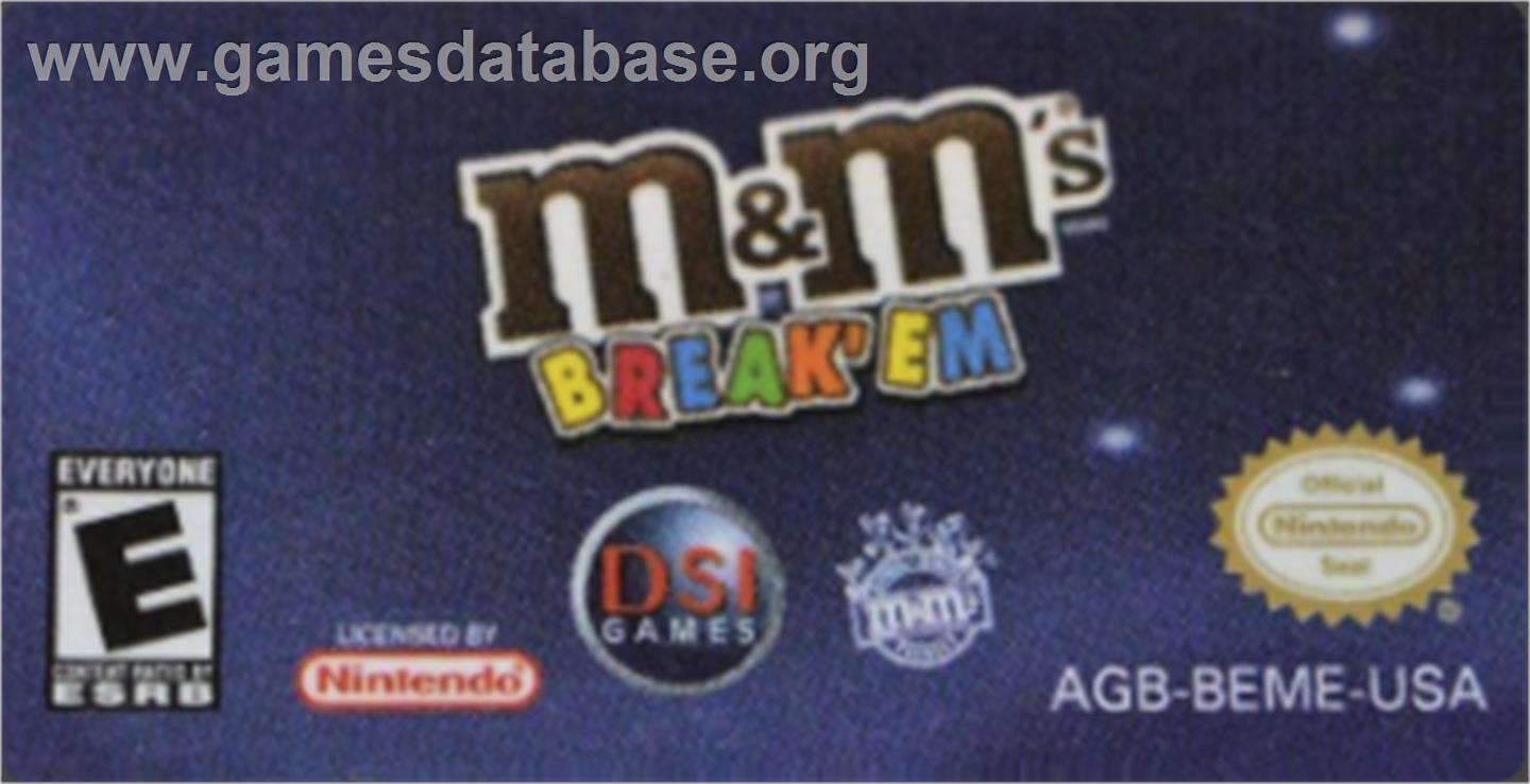 M&M's Break' Em - Nintendo Game Boy Advance - Artwork - Cartridge Top