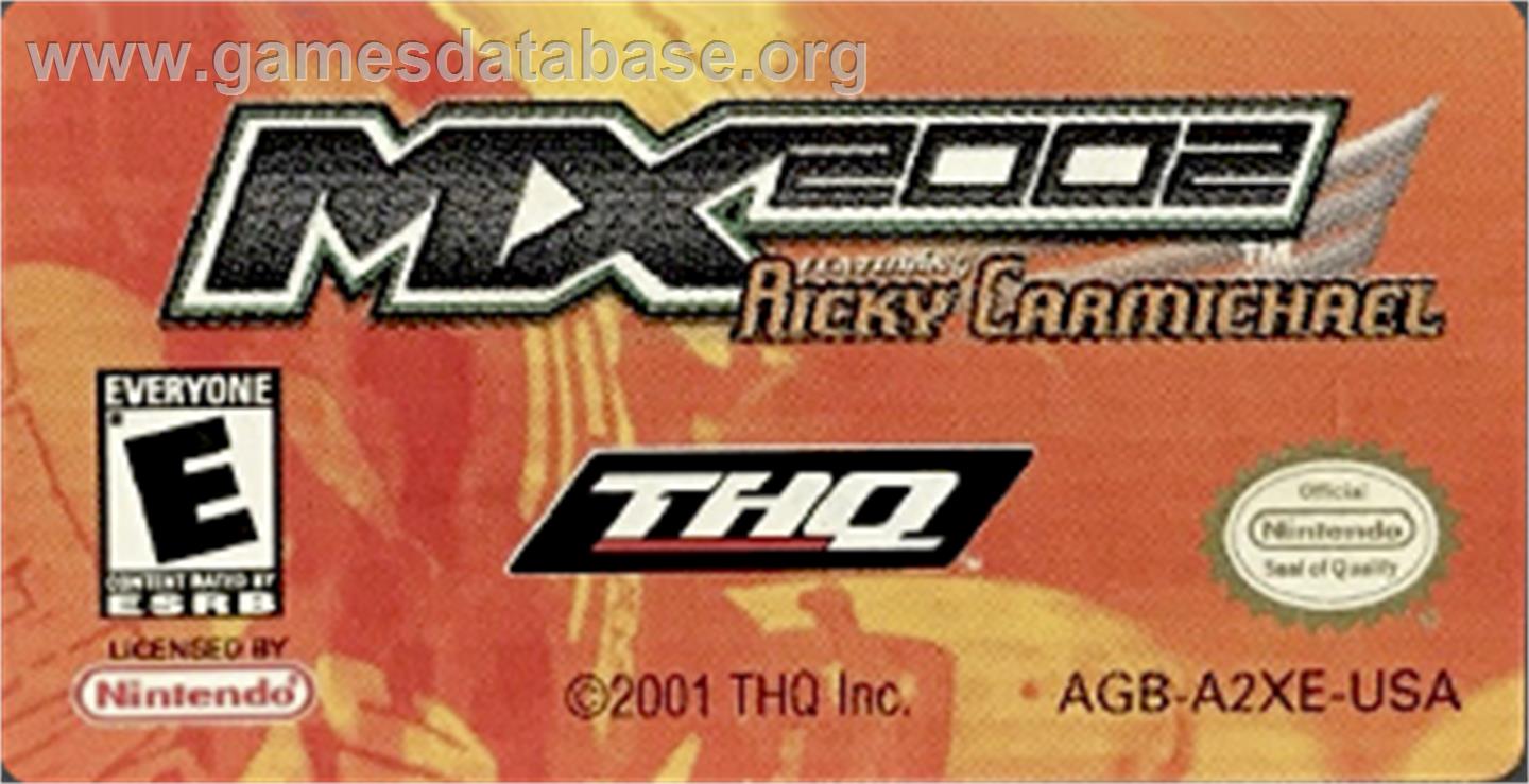 MX 2002 featuring Ricky Carmichael - Nintendo Game Boy Advance - Artwork - Cartridge Top