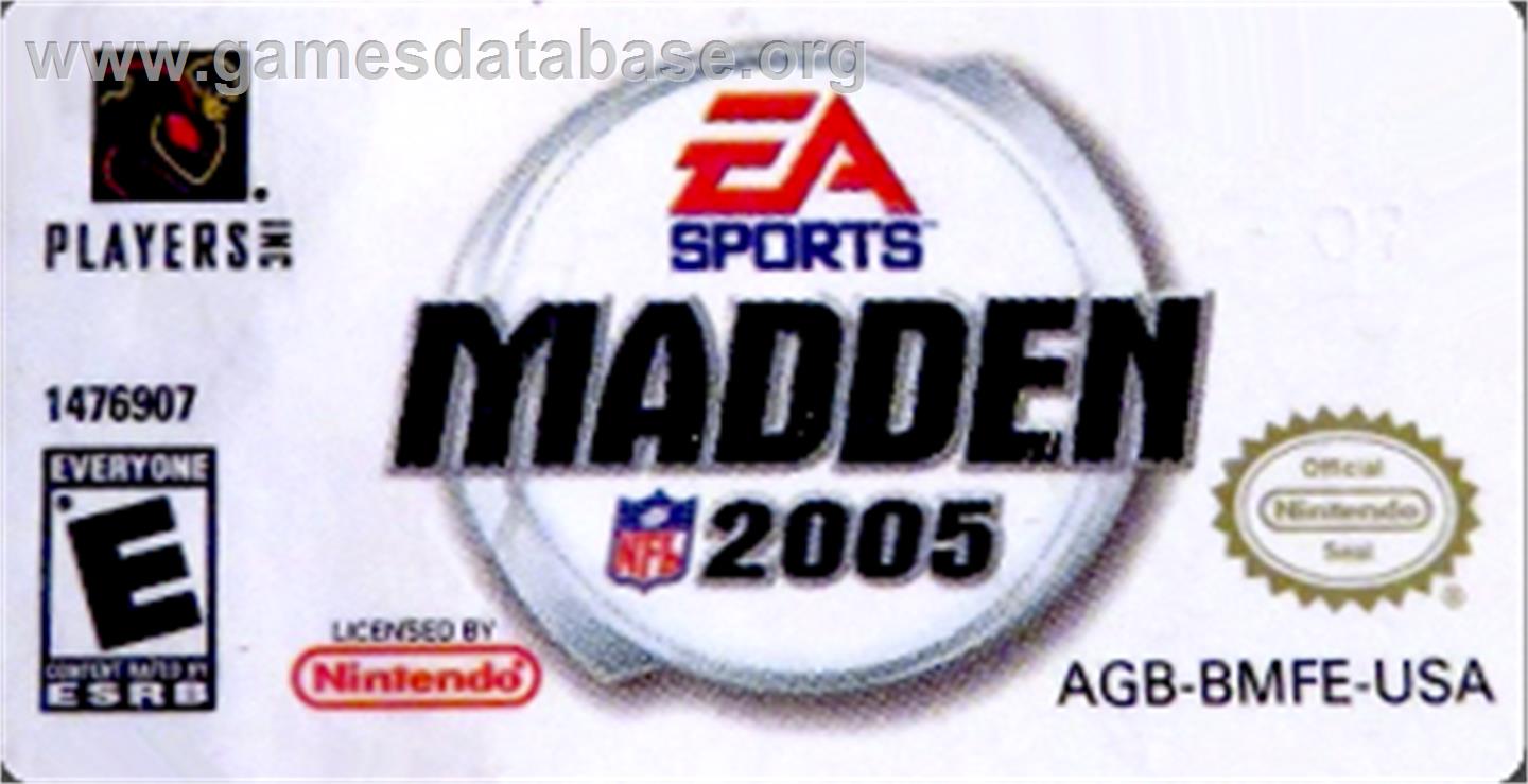 Madden NFL 2005 - Nintendo Game Boy Advance - Artwork - Cartridge Top