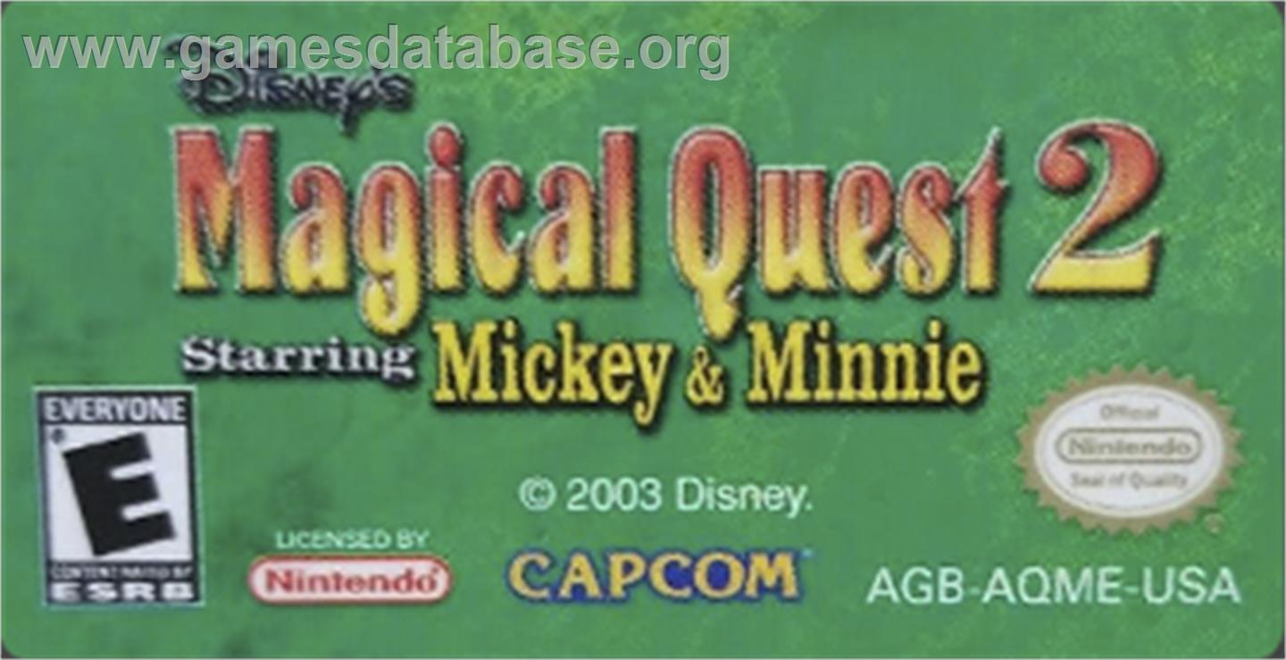 Magical Quest 2 Starring Mickey And Minnie - Nintendo Game Boy Advance - Artwork - Cartridge Top