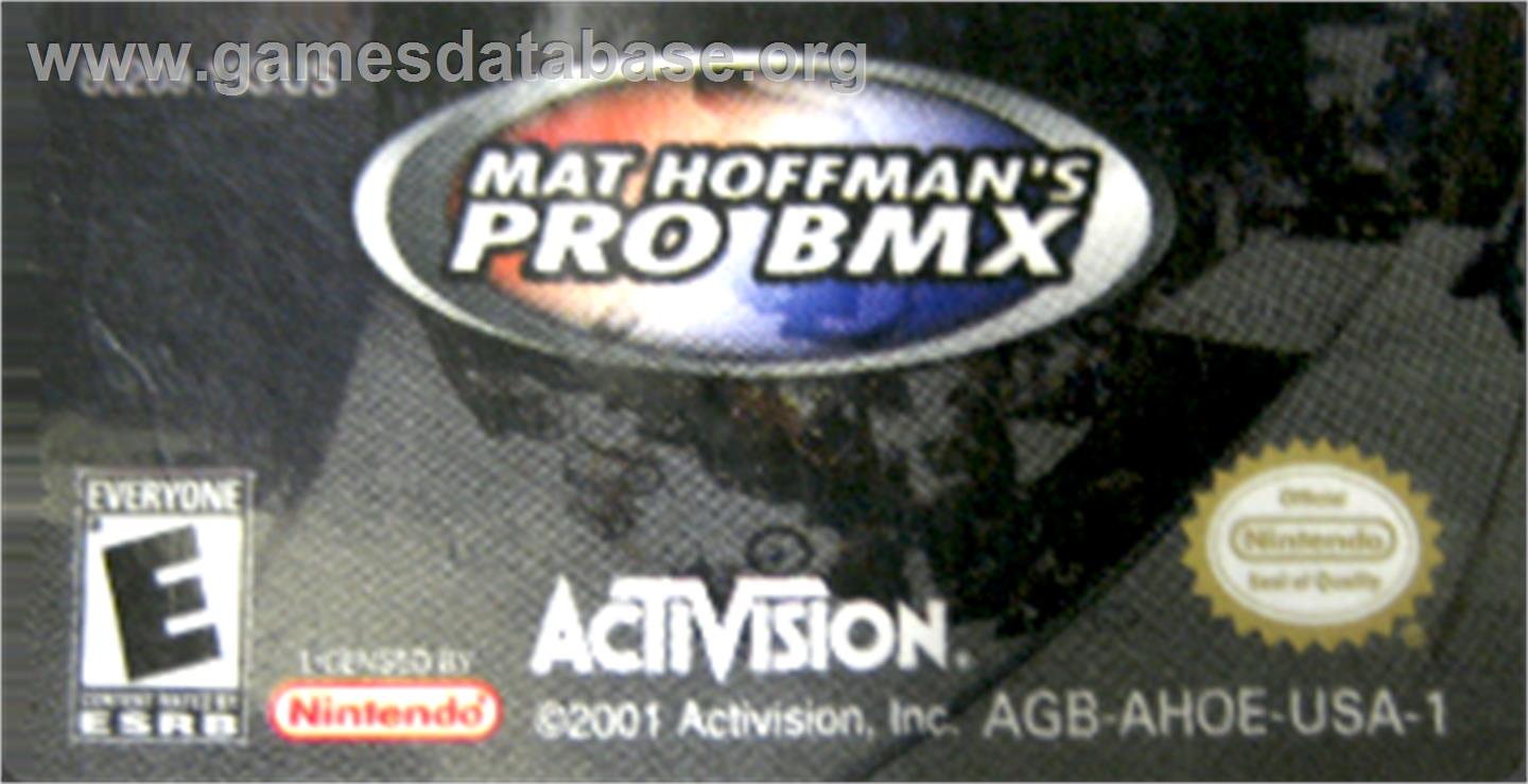Mat Hoffman's Pro BMX - Nintendo Game Boy Advance - Artwork - Cartridge Top