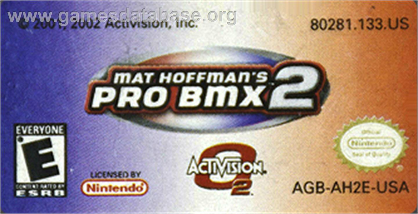 Mat Hoffman's Pro Bmx 2 - Nintendo Game Boy Advance - Artwork - Cartridge Top