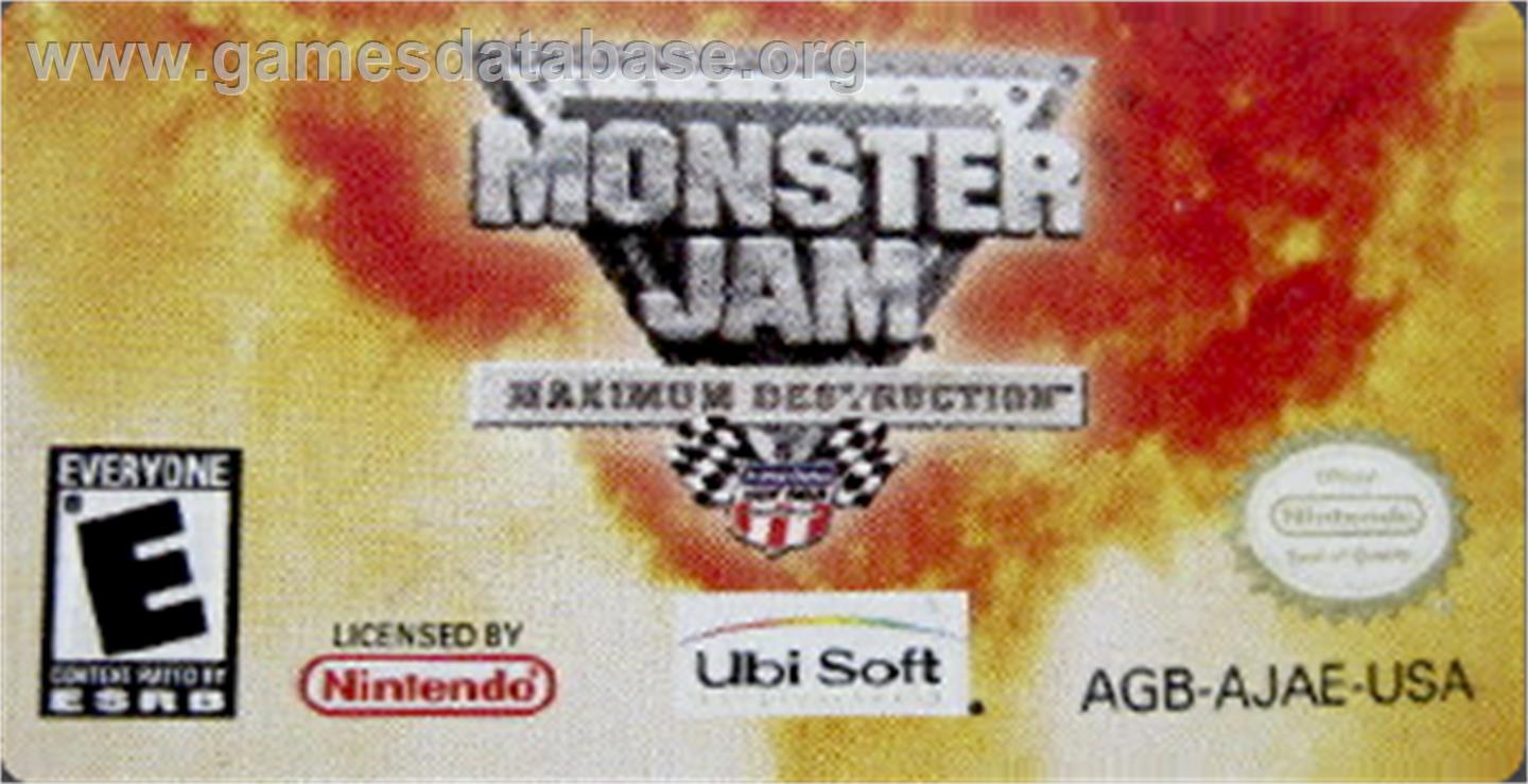 Monster Jam: Maximum Destruction - Nintendo Game Boy Advance - Artwork - Cartridge Top