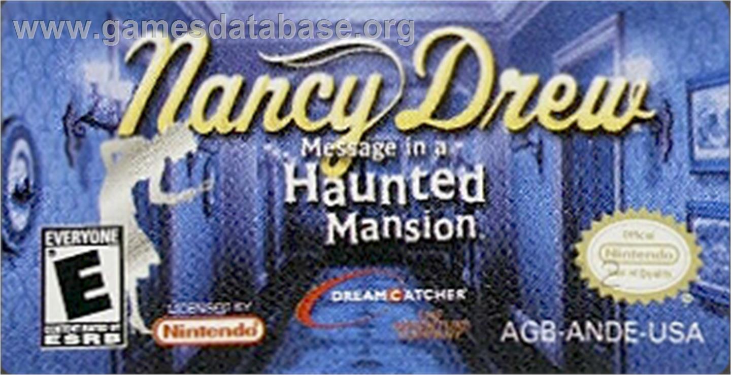 Nancy Drew: Message in a Haunted Mansion - Nintendo Game Boy Advance - Artwork - Cartridge Top