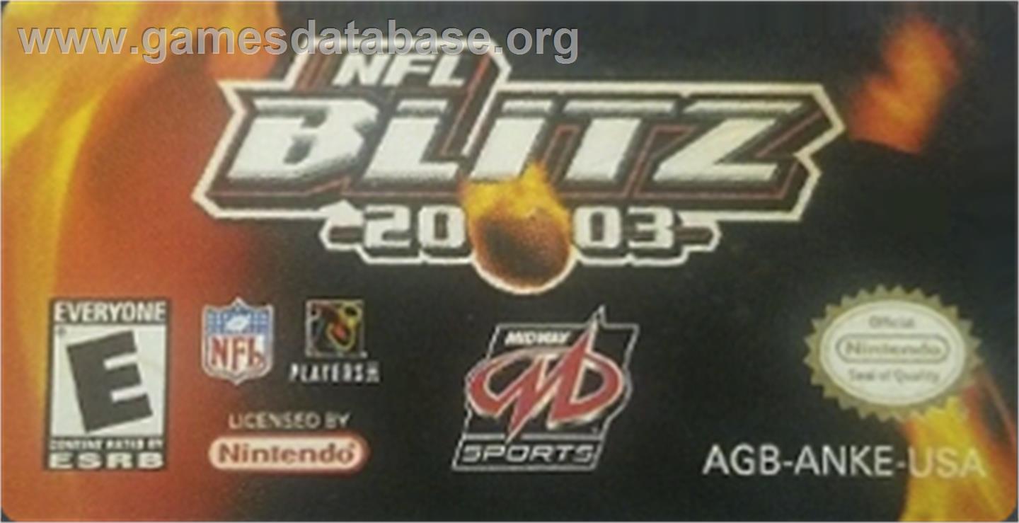 Nfl Blitz 20-03 - Nintendo Game Boy Advance - Artwork - Cartridge Top