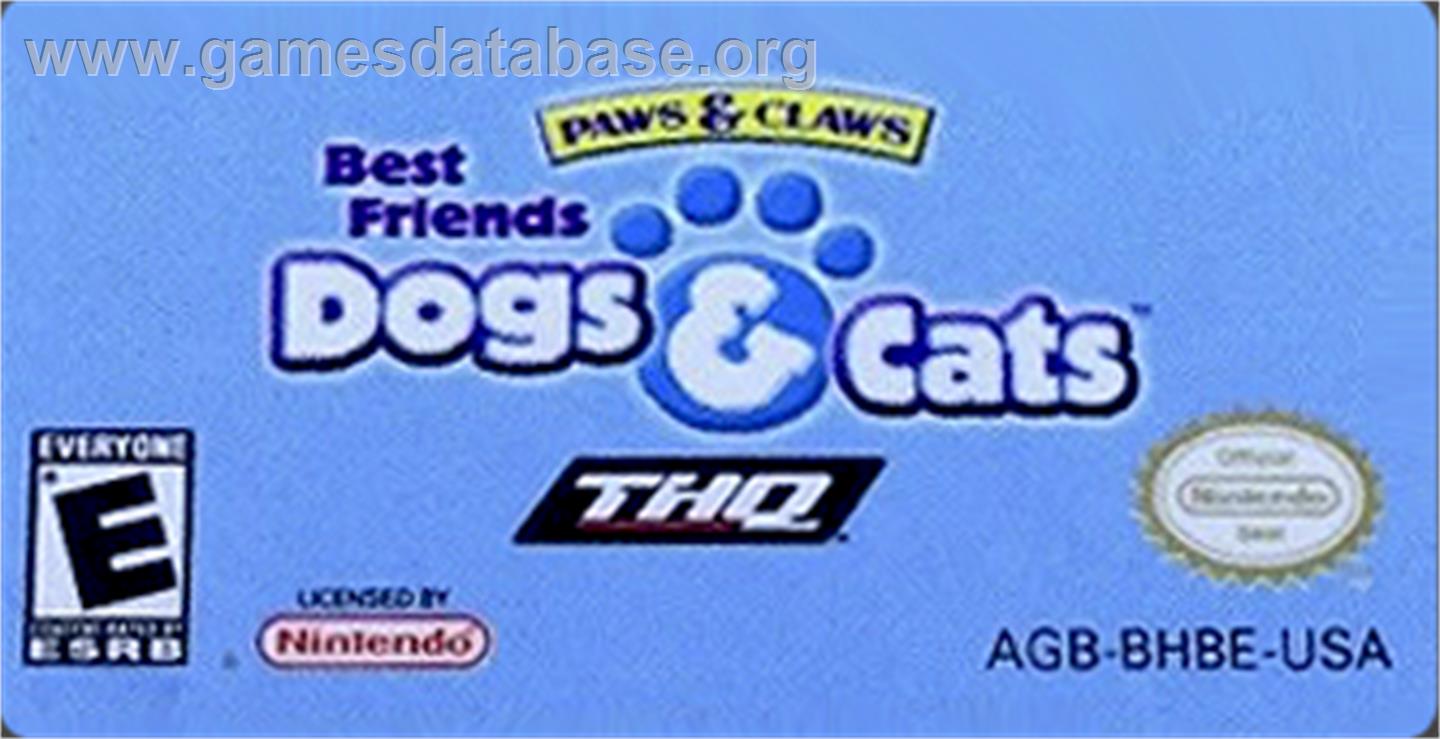 Paws And Claws - Best Friends - Dogs And Cats - Nintendo Game Boy Advance - Artwork - Cartridge Top