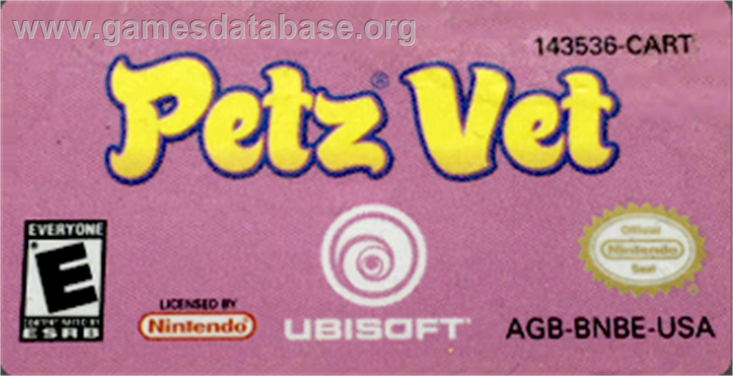 Petz Vet - Nintendo Game Boy Advance - Artwork - Cartridge Top