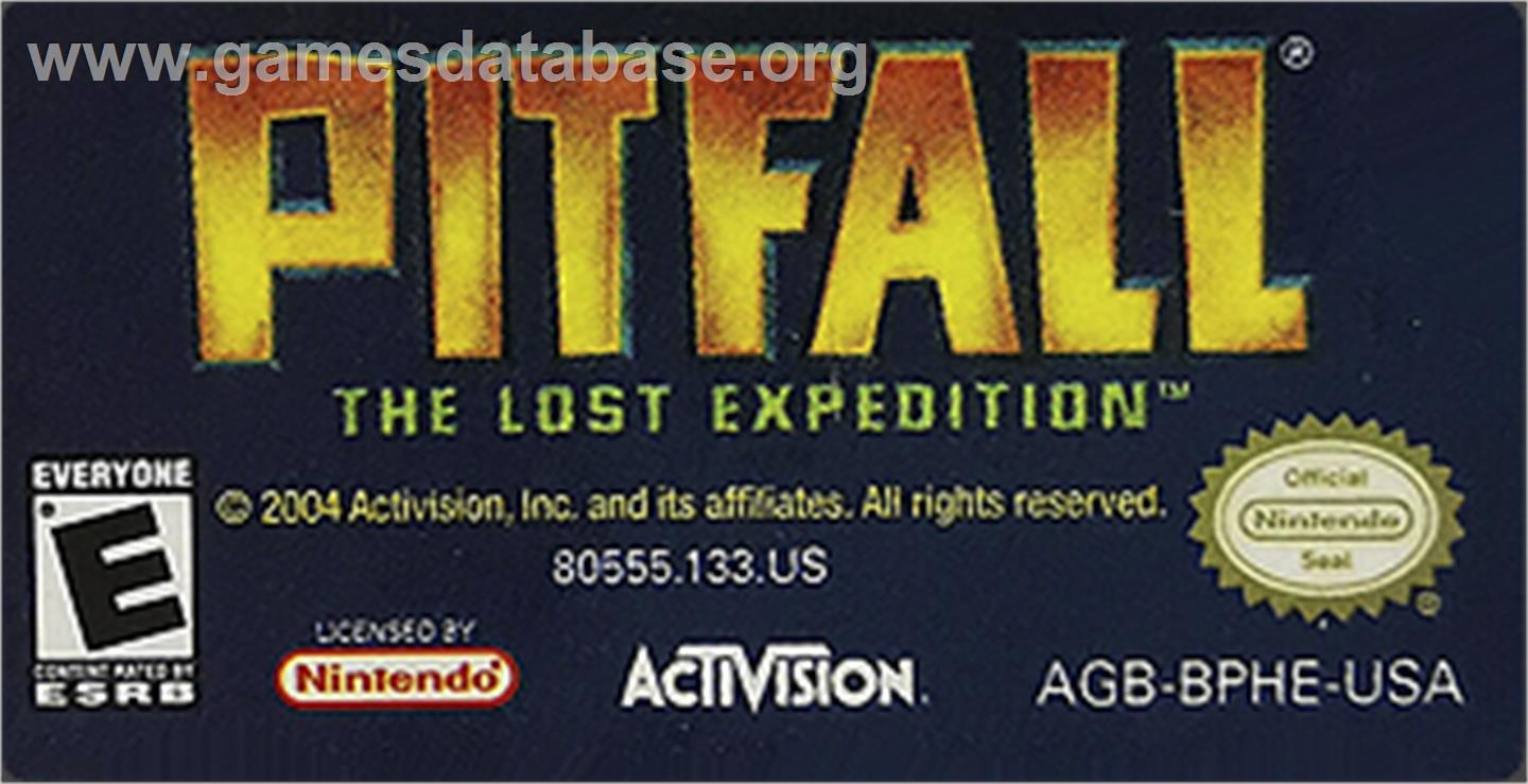 Pitfall: The Lost Expedition - Nintendo Game Boy Advance - Artwork - Cartridge Top