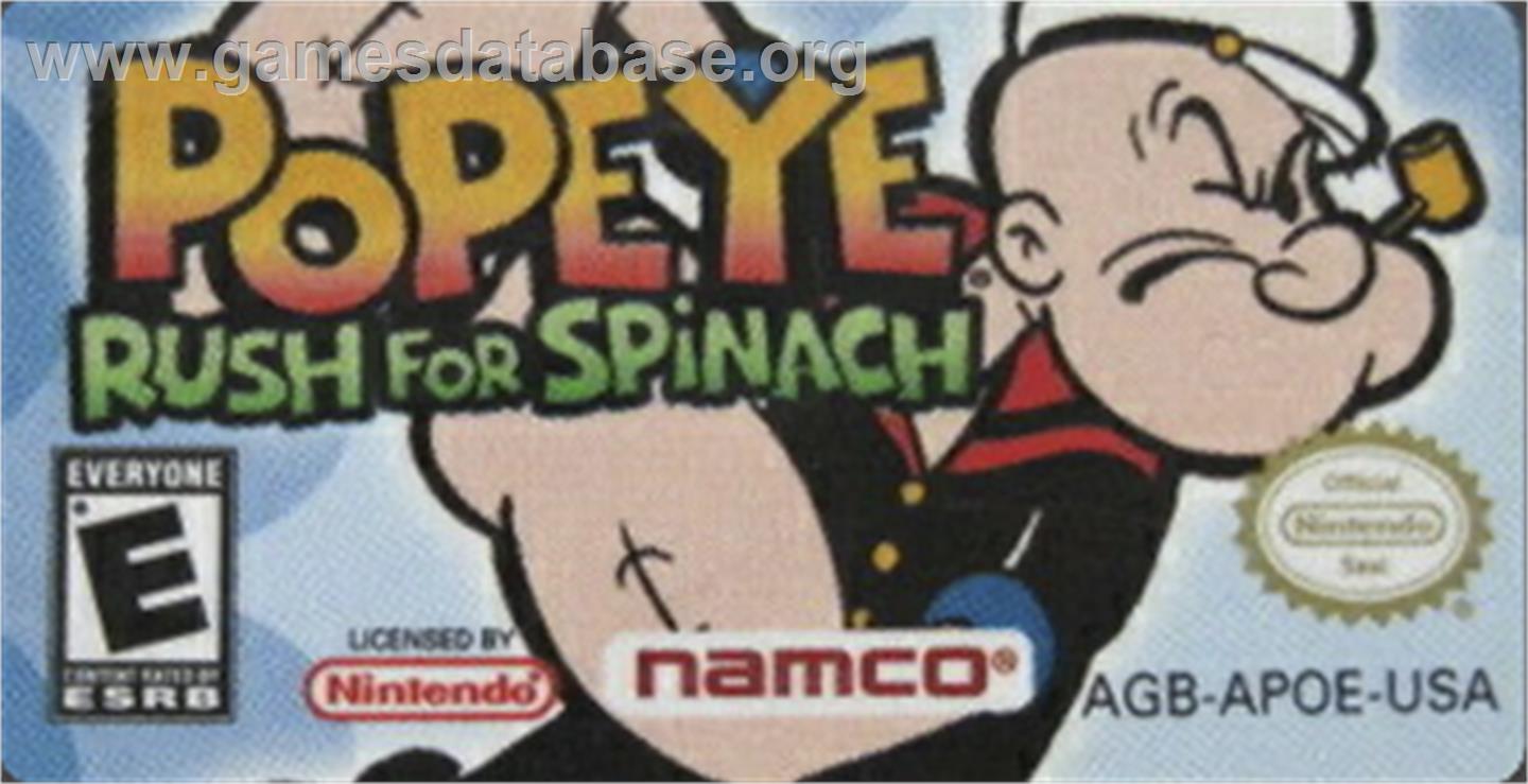 Popeye: Rush for Spinach - Nintendo Game Boy Advance - Artwork - Cartridge Top