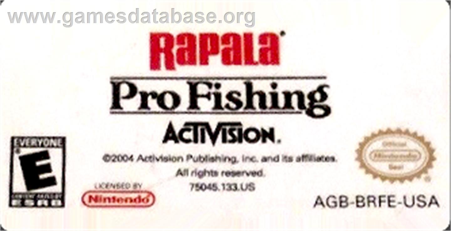 Rapala Pro Fishing - Nintendo Game Boy Advance - Artwork - Cartridge Top