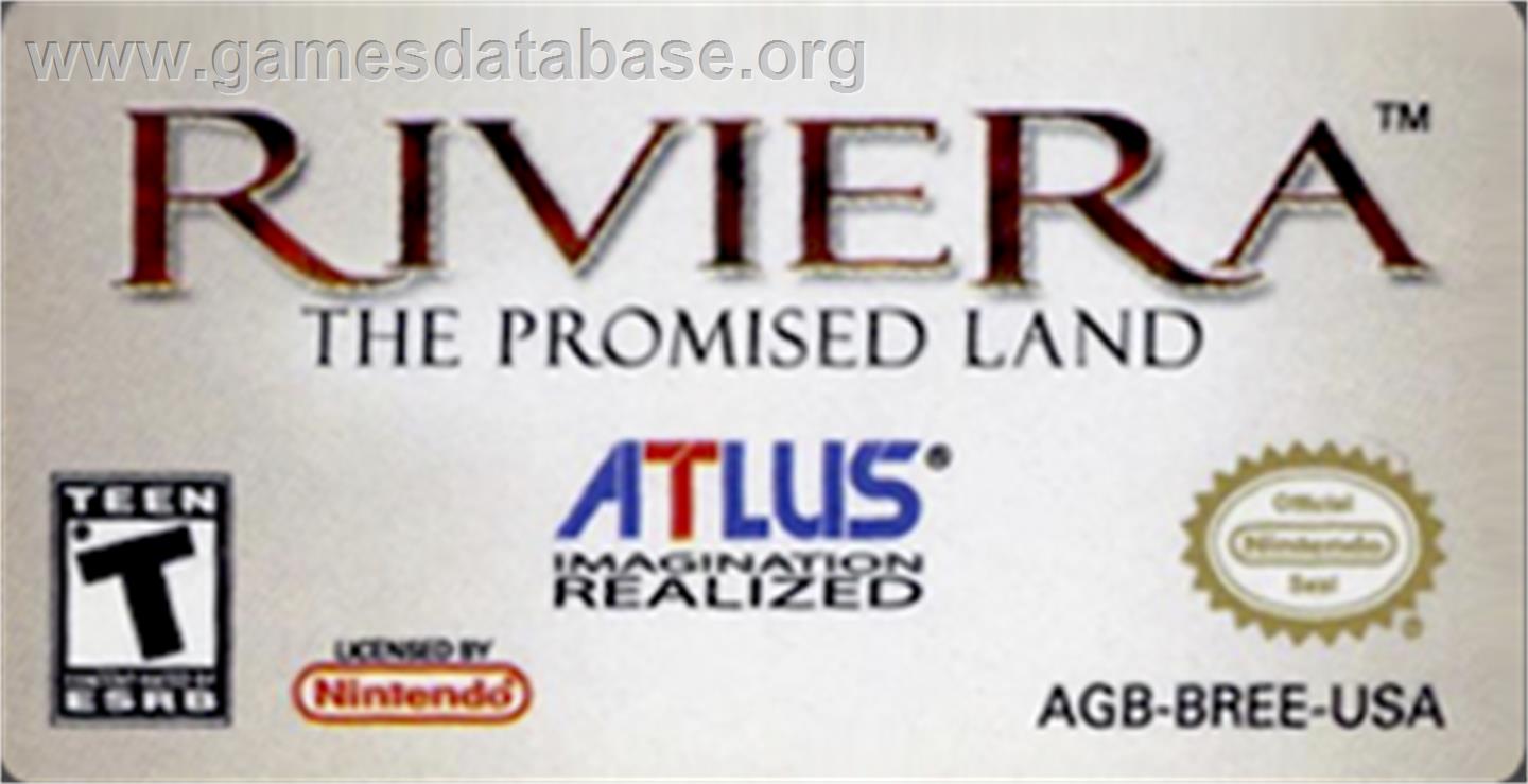 Riviera: The Promised Land - Nintendo Game Boy Advance - Artwork - Cartridge Top