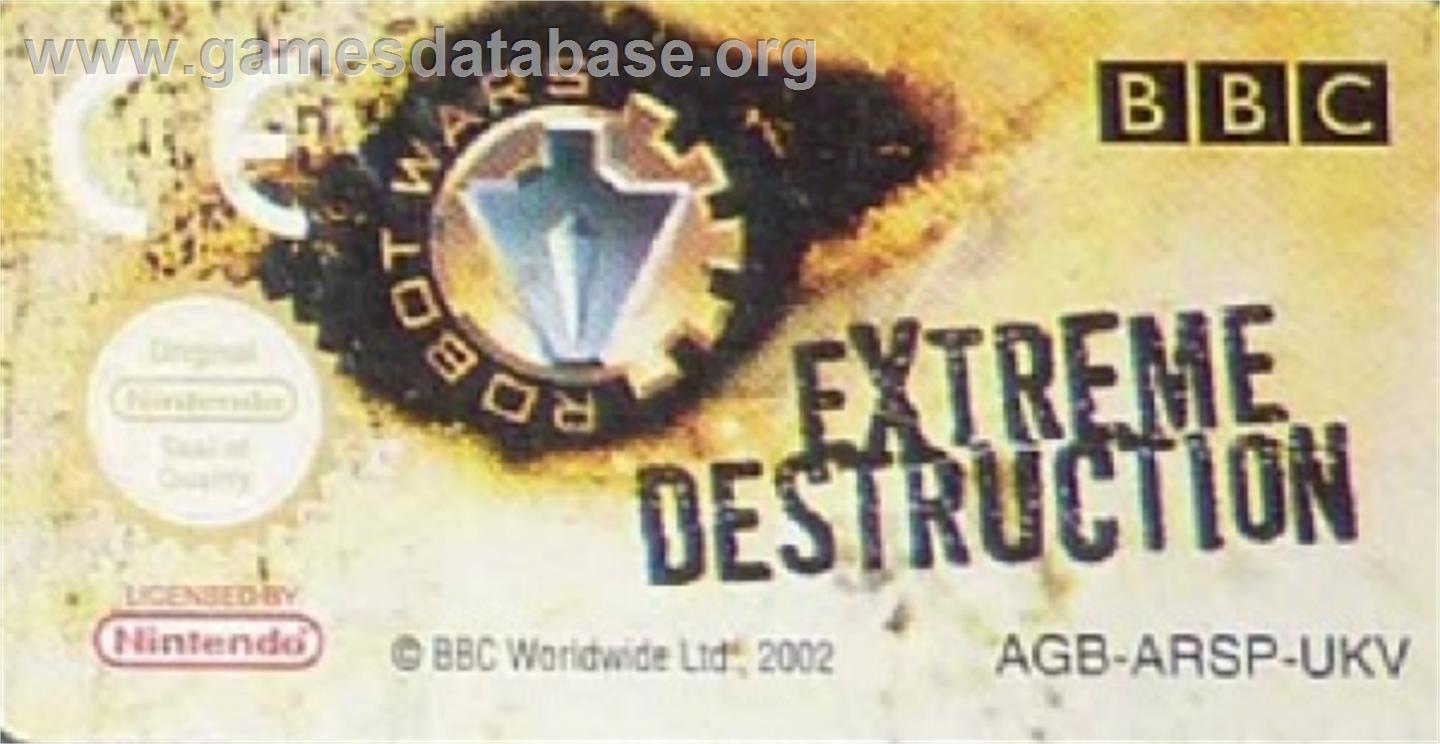 Robot Wars - Extreme Destruction - Nintendo Game Boy Advance - Artwork - Cartridge Top