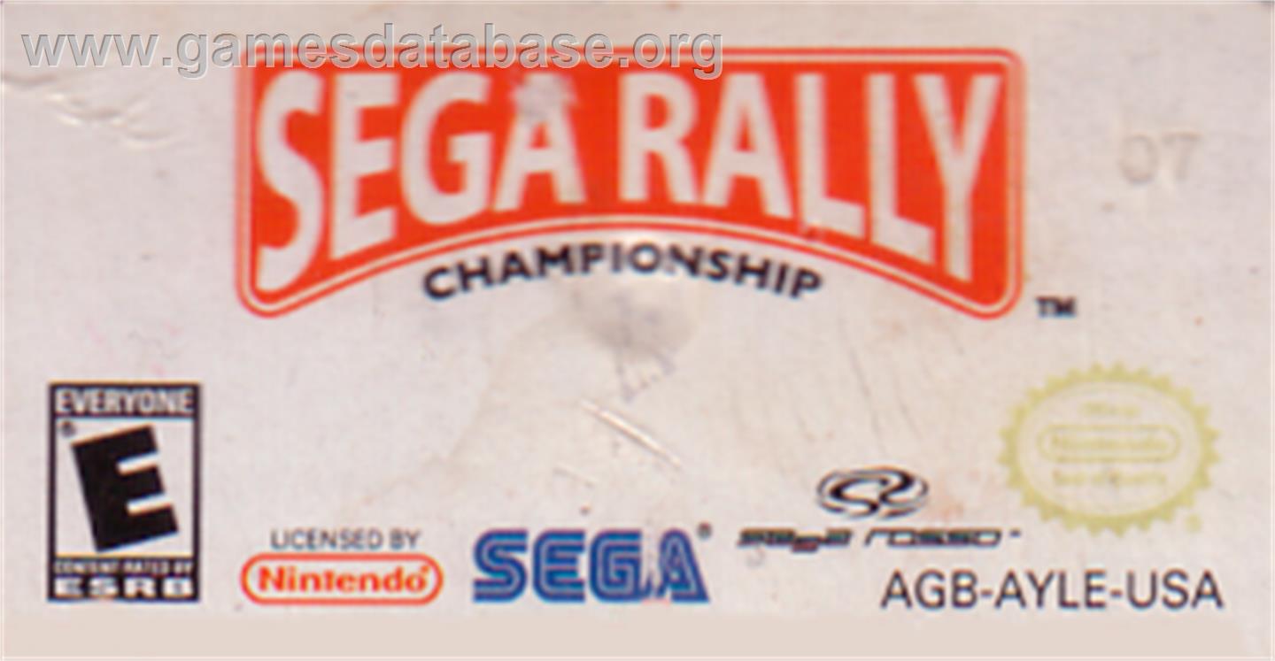 Sega Rally Championship - Nintendo Game Boy Advance - Artwork - Cartridge Top