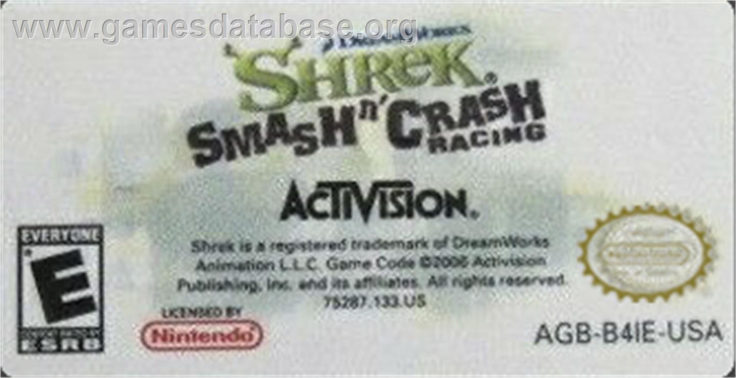 Shrek Smash N' Crash Racing - Nintendo Game Boy Advance - Artwork - Cartridge Top