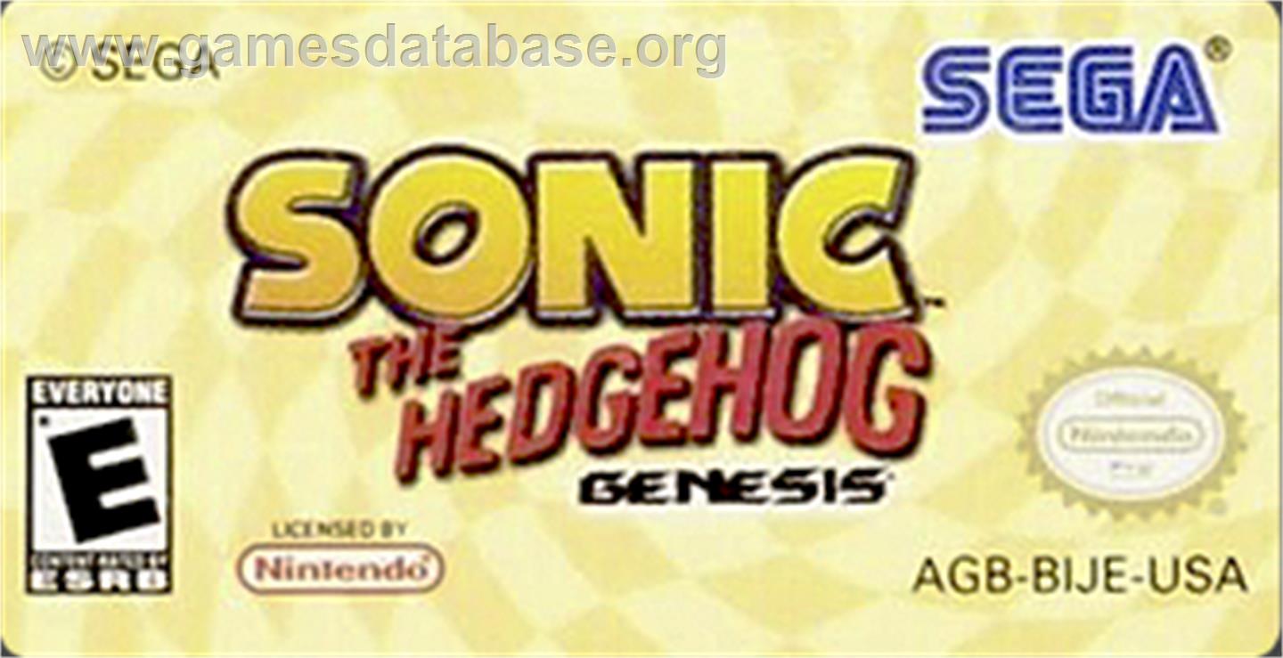 Sonic The Hedgehog - Nintendo Game Boy Advance - Artwork - Cartridge Top