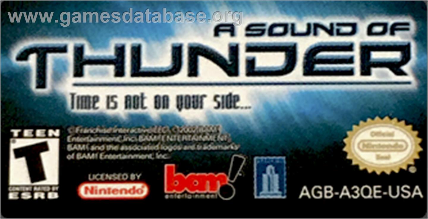 Sound Of Thunder, A - Nintendo Game Boy Advance - Artwork - Cartridge Top