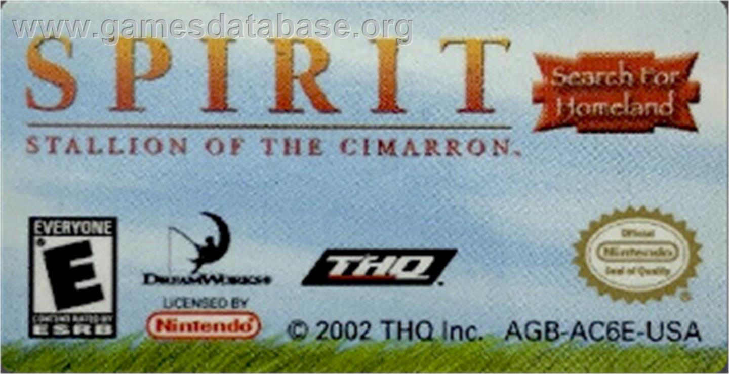 Spirit: Stallion of the Cimarron - Nintendo Game Boy Advance - Artwork - Cartridge Top