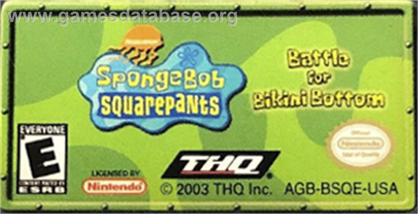 Spongebob Squarepants - Battle For Bikini Bottom - Nintendo Game Boy Advance - Artwork - Cartridge Top