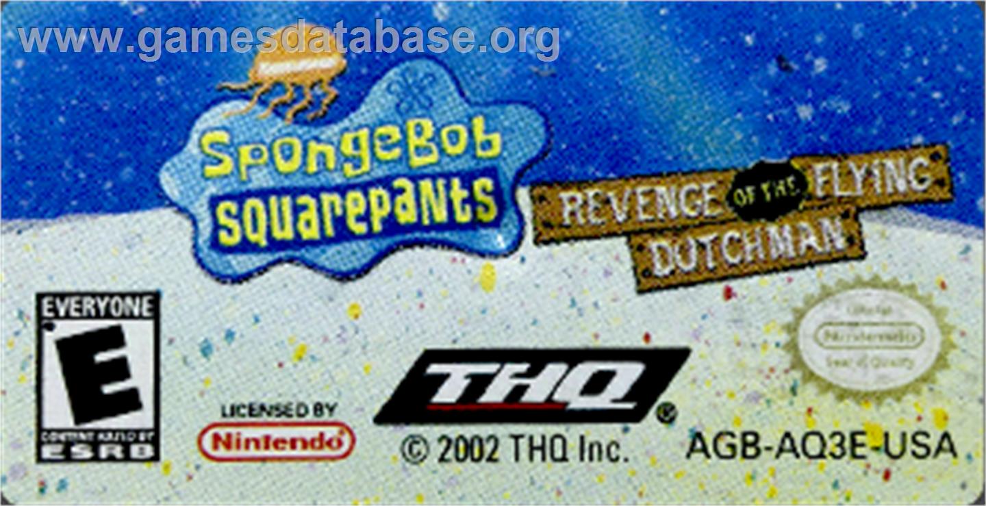Spongebob Squarepants - Revenge Of The Flying Dutchman - Nintendo Game Boy Advance - Artwork - Cartridge Top