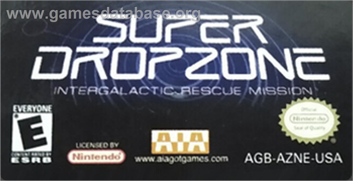 Super Dropzone - Intergalactic Rescue Mission - Nintendo Game Boy Advance - Artwork - Cartridge Top