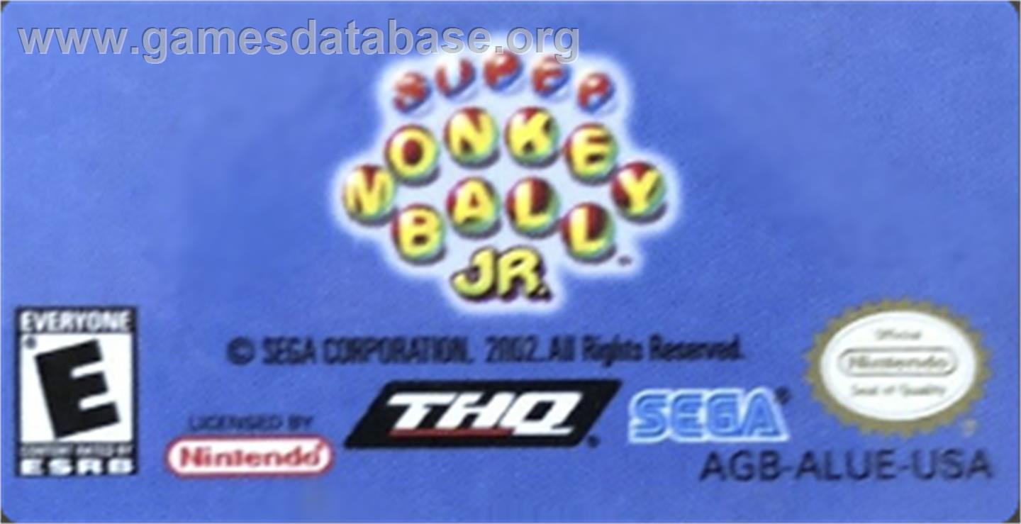 Super Monkey Ball Jr. - Nintendo Game Boy Advance - Artwork - Cartridge Top