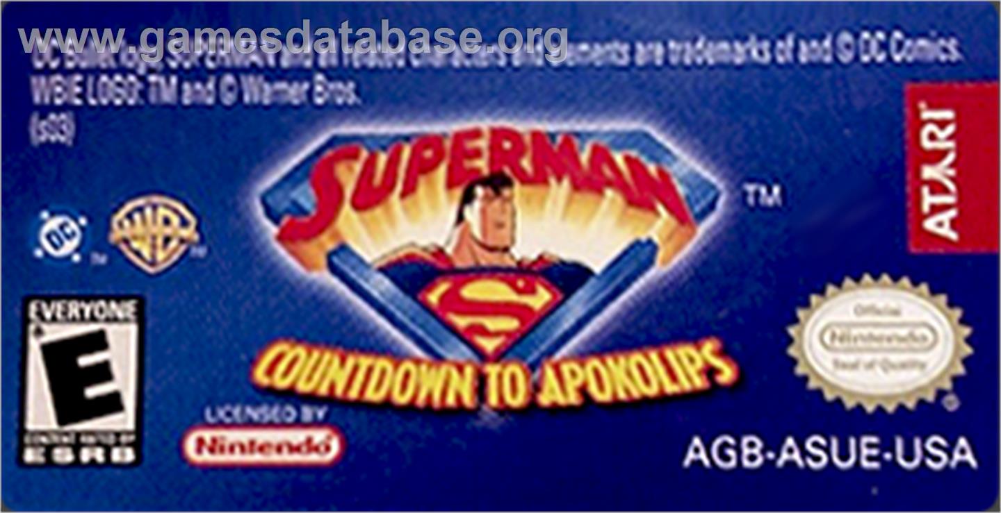 Superman: Countdown to Apokolips - Nintendo Game Boy Advance - Artwork - Cartridge Top