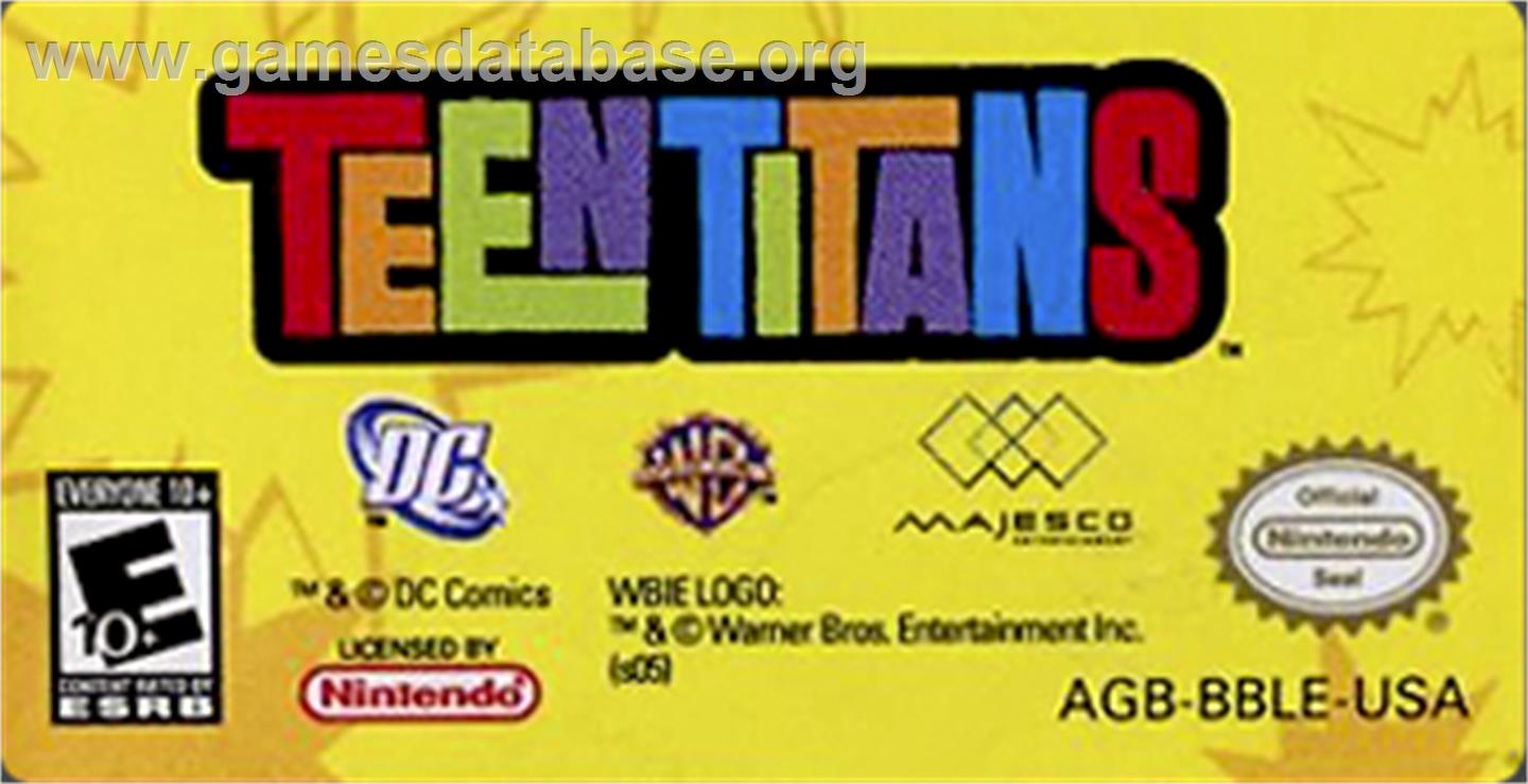 Teen Titans - Nintendo Game Boy Advance - Artwork - Cartridge Top