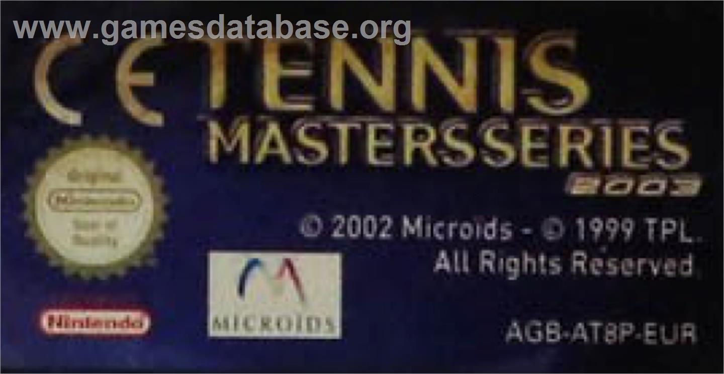 Tennis Masters Series 2003 - Nintendo Game Boy Advance - Artwork - Cartridge Top