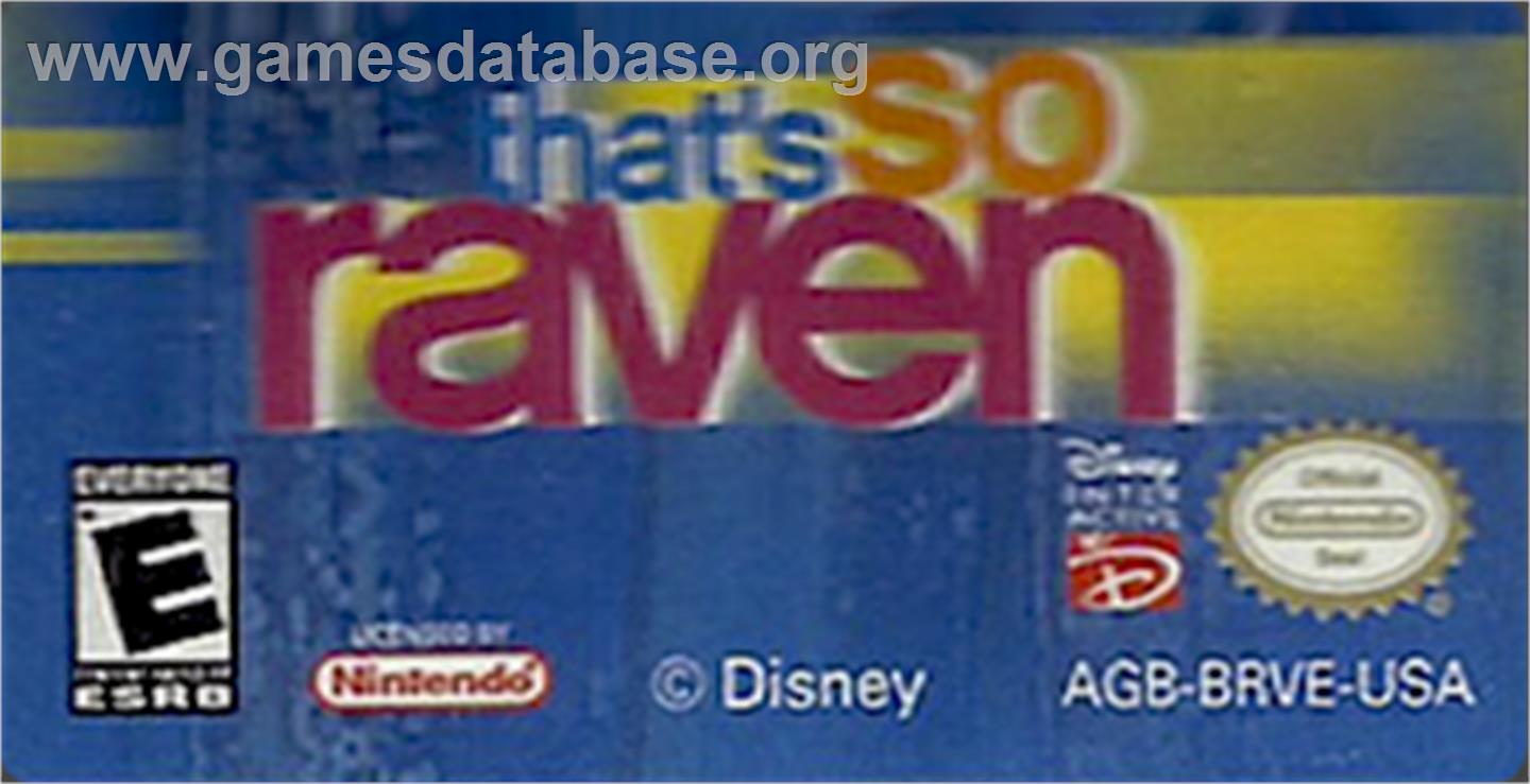 That's So Raven - Nintendo Game Boy Advance - Artwork - Cartridge Top