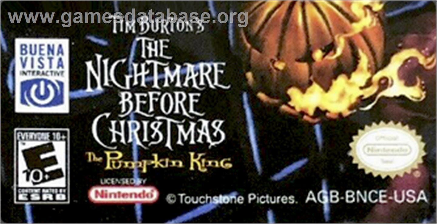 Tim Burton's The Nightmare Before Christmas - The Pumpkin King - Nintendo Game Boy Advance - Artwork - Cartridge Top