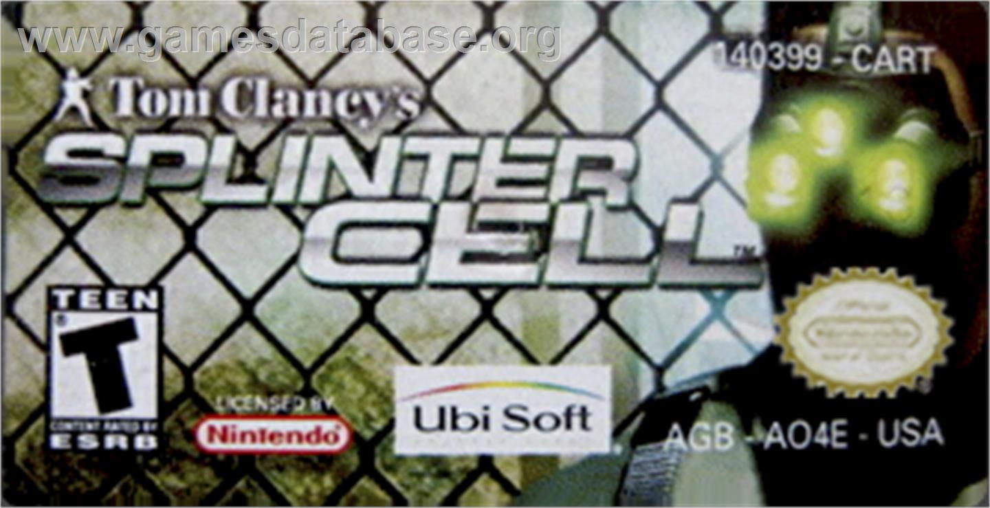 Tom Clancy's Splinter Cell - Nintendo Game Boy Advance - Artwork - Cartridge Top