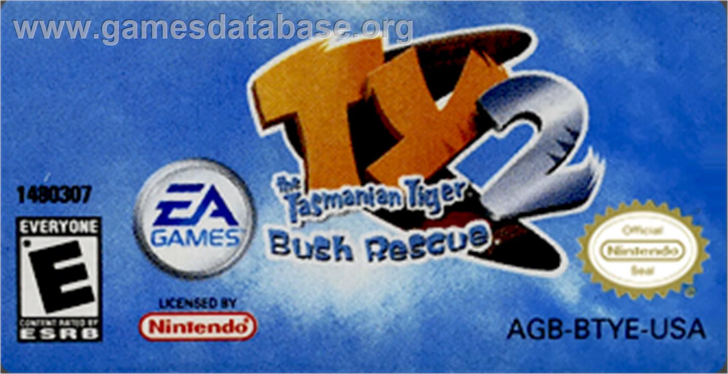 Ty The Tasmanian Tiger 2 - Bush Rescue - Nintendo Game Boy Advance - Artwork - Cartridge Top