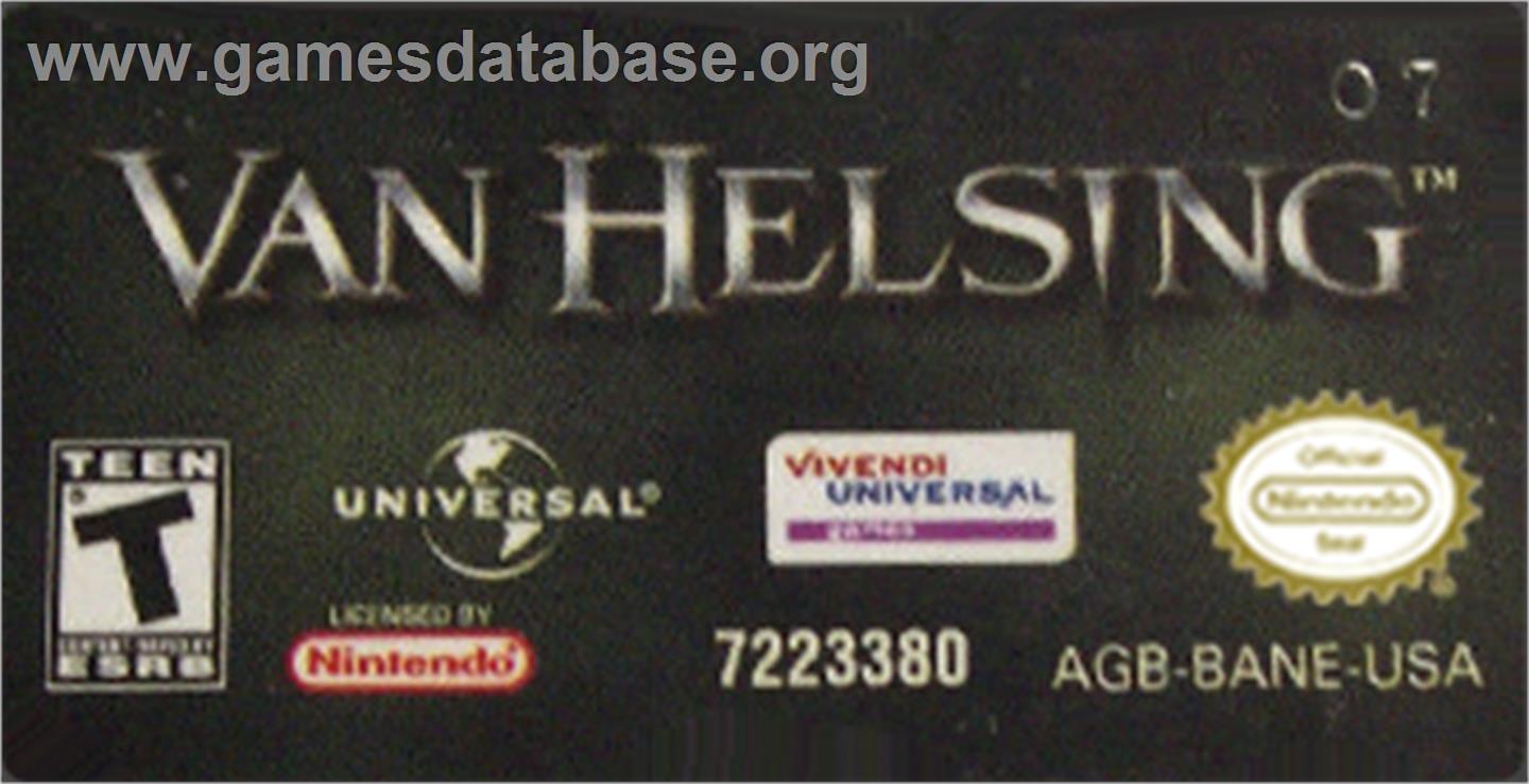 Van Helsing - Nintendo Game Boy Advance - Artwork - Cartridge Top