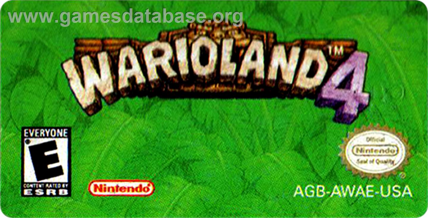 Wario Land 4 - Nintendo Game Boy Advance - Artwork - Cartridge Top