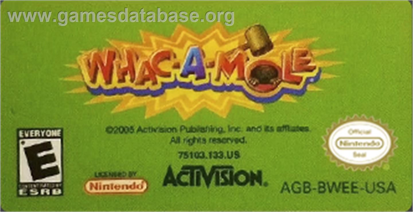 Whac-A-Mole - Nintendo Game Boy Advance - Artwork - Cartridge Top