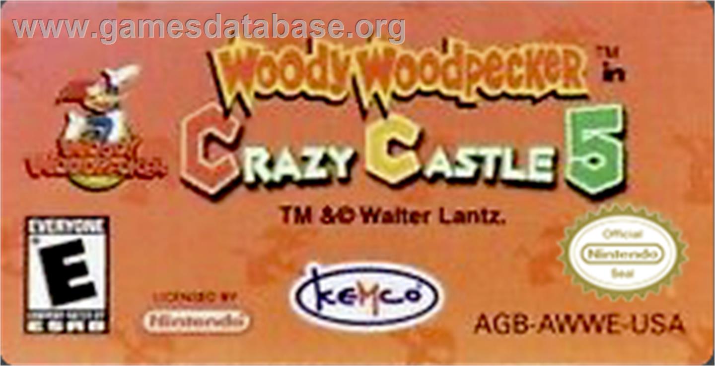 Woody Woodpecker in Crazy Castle 5 - Nintendo Game Boy Advance - Artwork - Cartridge Top