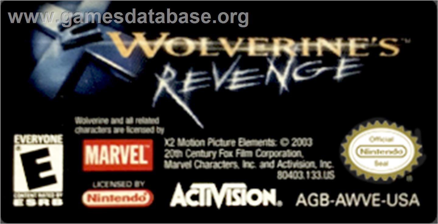 X2: Wolverine's Revenge - Nintendo Game Boy Advance - Artwork - Cartridge Top