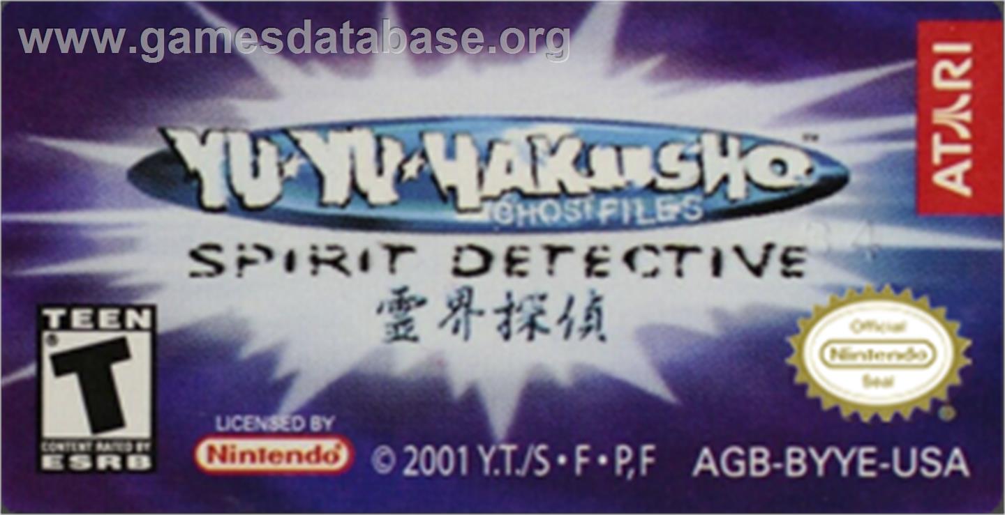 Yu Yu Hakusho - Ghost Files - Spirit Detective - Nintendo Game Boy Advance - Artwork - Cartridge Top