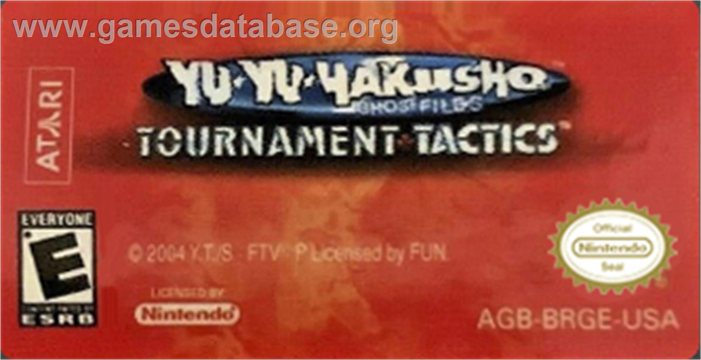 Yu Yu Hakusho - Ghost Files - Tournament Tactics - Nintendo Game Boy Advance - Artwork - Cartridge Top