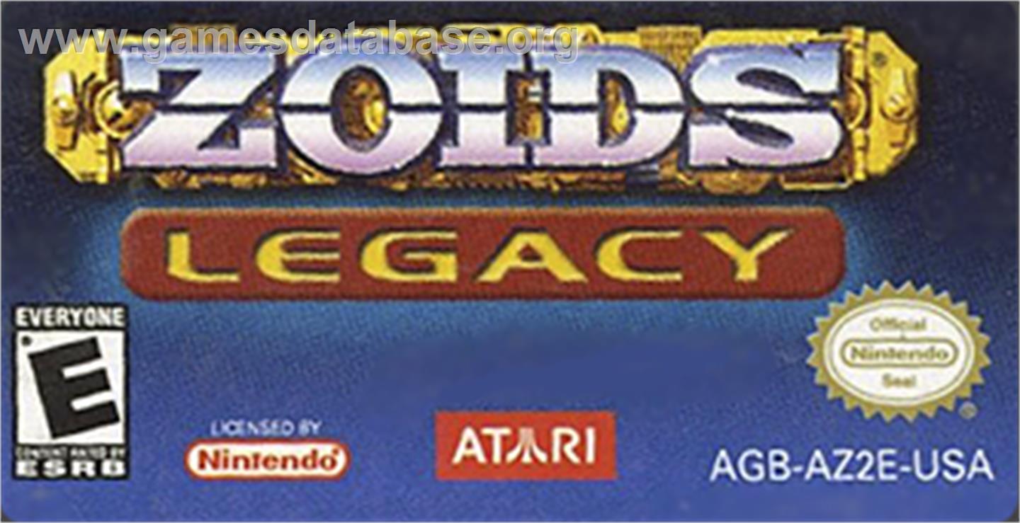 Zoids: Legacy - Nintendo Game Boy Advance - Artwork - Cartridge Top