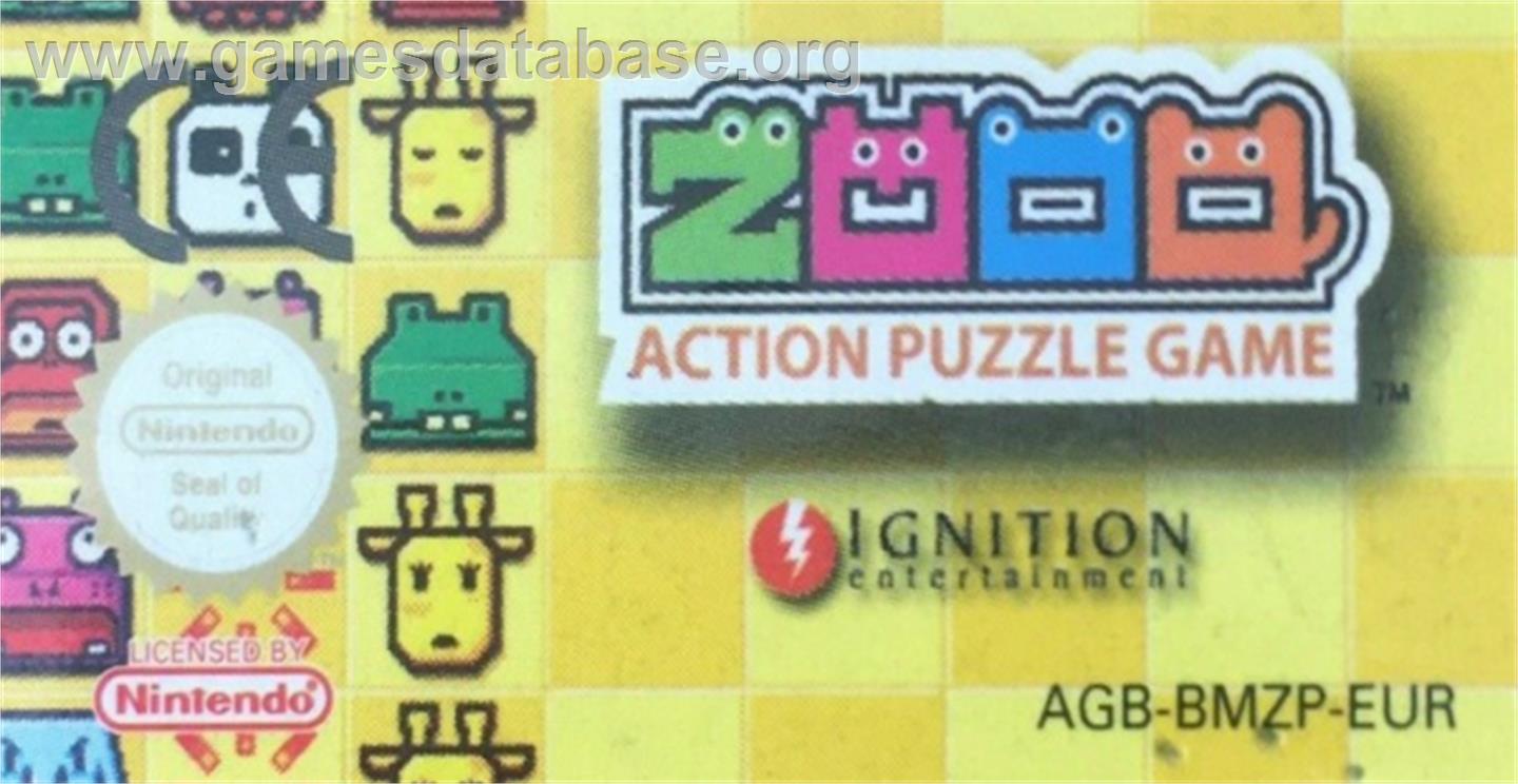 Zooo - Action Puzzle Game - Nintendo Game Boy Advance - Artwork - Cartridge Top