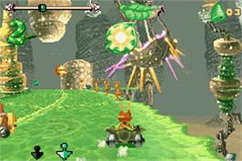 In game image of Antz Extreme Racing on the Nintendo Game Boy Advance.