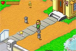 In game image of Bibi Blocksberg - Der Magische Hexenkreis on the Nintendo Game Boy Advance.