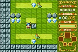 In game image of Boulder Dash EX on the Nintendo Game Boy Advance.