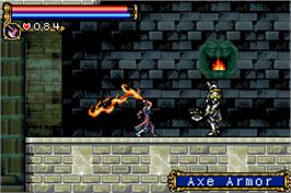 In game image of Castlevania: Aria of Sorrow on the Nintendo Game Boy Advance.